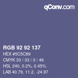 カラーコード: RGB 92 92 137 | qconv.com
