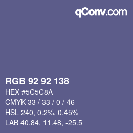 颜色代码: RGB 92 92 138 | qconv.com