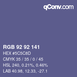 カラーコード: RGB 92 92 141 | qconv.com