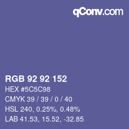 カラーコード: RGB 92 92 152 | qconv.com