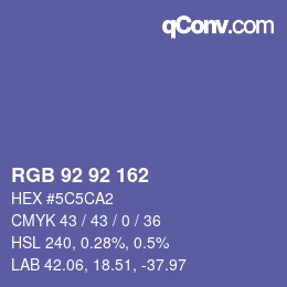 Color code: RGB 92 92 162 | qconv.com