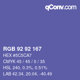 カラーコード: RGB 92 92 167 | qconv.com