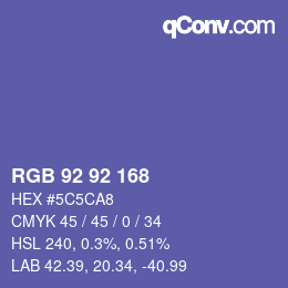 颜色代码: RGB 92 92 168 | qconv.com