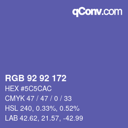 カラーコード: RGB 92 92 172 | qconv.com