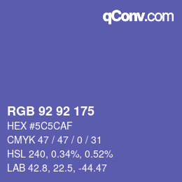 カラーコード: RGB 92 92 175 | qconv.com