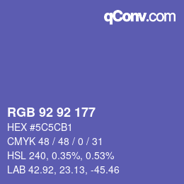 カラーコード: RGB 92 92 177 | qconv.com