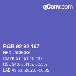 カラーコード: RGB 92 92 187 | qconv.com