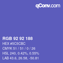 カラーコード: RGB 92 92 188 | qconv.com