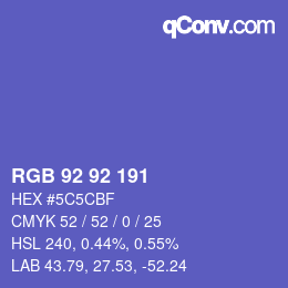 カラーコード: RGB 92 92 191 | qconv.com