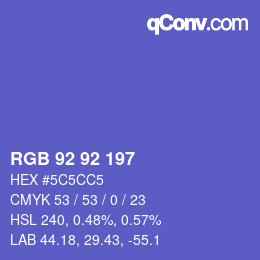 カラーコード: RGB 92 92 197 | qconv.com
