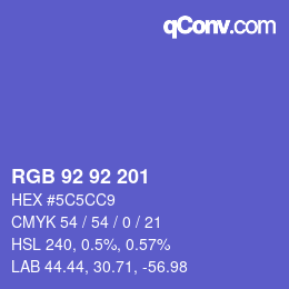 Color code: RGB 92 92 201 | qconv.com