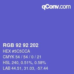 カラーコード: RGB 92 92 202 | qconv.com