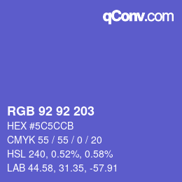 Color code: RGB 92 92 203 | qconv.com