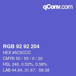 Farbcode: RGB 92 92 204 | qconv.com