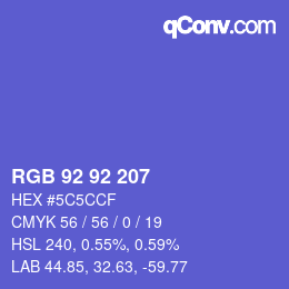 カラーコード: RGB 92 92 207 | qconv.com