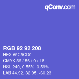 カラーコード: RGB 92 92 208 | qconv.com