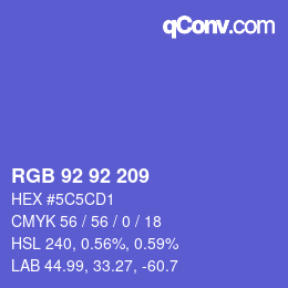 カラーコード: RGB 92 92 209 | qconv.com