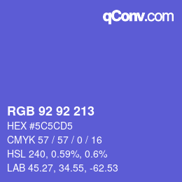 カラーコード: RGB 92 92 213 | qconv.com
