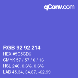颜色代码: RGB 92 92 214 | qconv.com