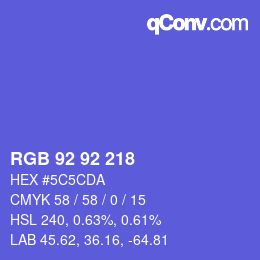 Color code: RGB 92 92 218 | qconv.com