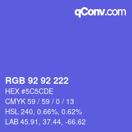 カラーコード: RGB 92 92 222 | qconv.com