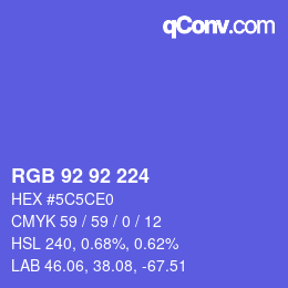 Color code: RGB 92 92 224 | qconv.com