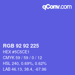 颜色代码: RGB 92 92 225 | qconv.com