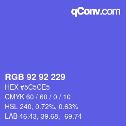 Color code: RGB 92 92 229 | qconv.com