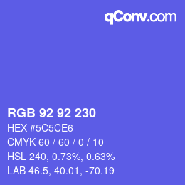颜色代码: RGB 92 92 230 | qconv.com