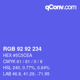カラーコード: RGB 92 92 234 | qconv.com