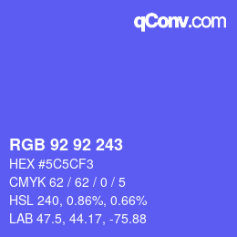 カラーコード: RGB 92 92 243 | qconv.com