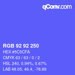 カラーコード: RGB 92 92 250 | qconv.com