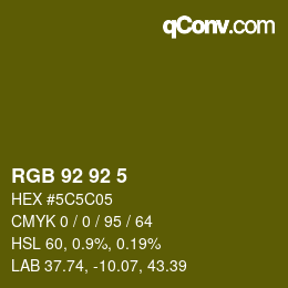 Color code: RGB 92 92 5 | qconv.com
