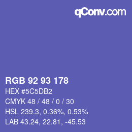 カラーコード: RGB 92 93 178 | qconv.com