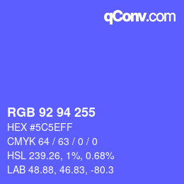 Color code: RGB 92 94 255 | qconv.com