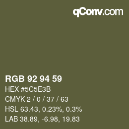 Color code: RGB 92 94 59 | qconv.com