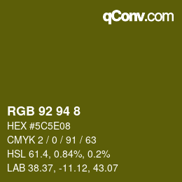 颜色代码: RGB 92 94 8 | qconv.com