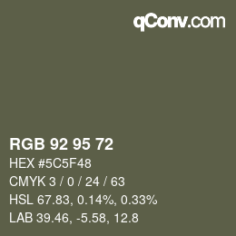Color code: RGB 92 95 72 | qconv.com