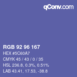 颜色代码: RGB 92 96 167 | qconv.com