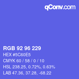 カラーコード: RGB 92 96 229 | qconv.com