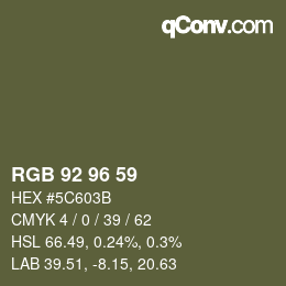 カラーコード: RGB 92 96 59 | qconv.com