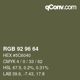 Color code: RGB 92 96 64 | qconv.com