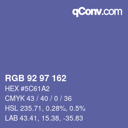 カラーコード: RGB 92 97 162 | qconv.com