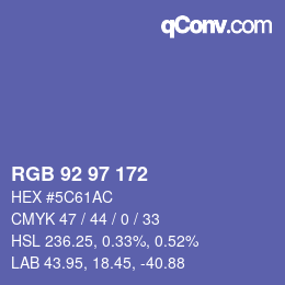 Color code: RGB 92 97 172 | qconv.com