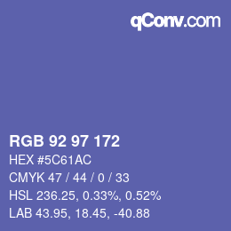 Color code: RGB 92 97 172 | qconv.com