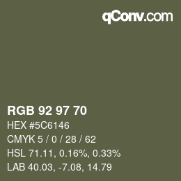 Color code: RGB 92 97 70 | qconv.com
