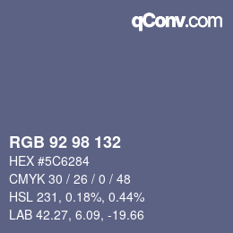 カラーコード: RGB 92 98 132 | qconv.com