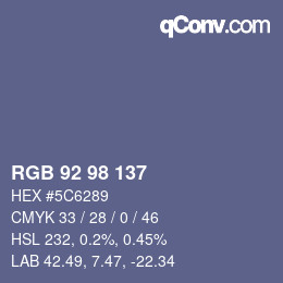 Color code: RGB 92 98 137 | qconv.com