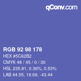 颜色代码: RGB 92 98 178 | qconv.com