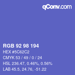 カラーコード: RGB 92 98 194 | qconv.com